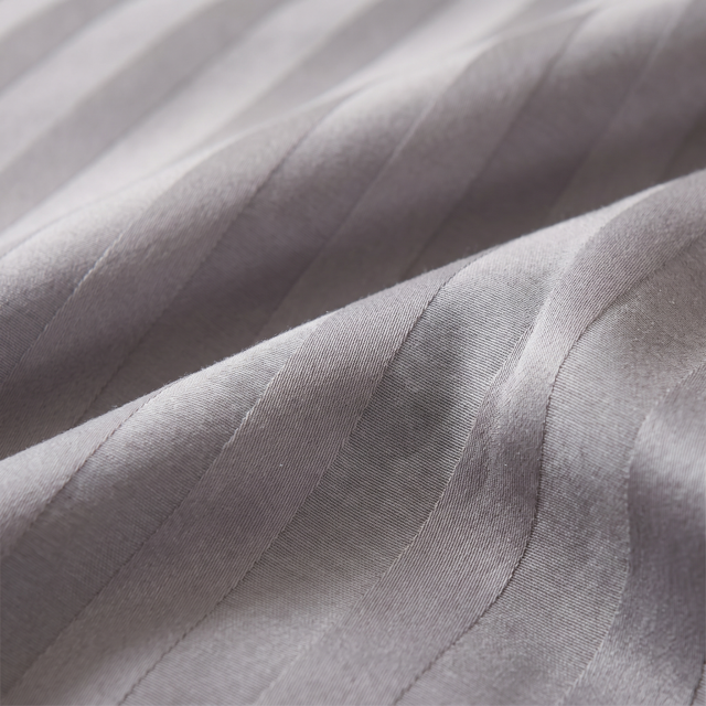 Bộ Drap Ga Gối Cotton Poly Cao Cấp Sọc Satin Sang Trọng - 3 Màu: Xám Đậm, Nâu Khaki, Xám Nhạt - Đầy Đủ Kích Thước